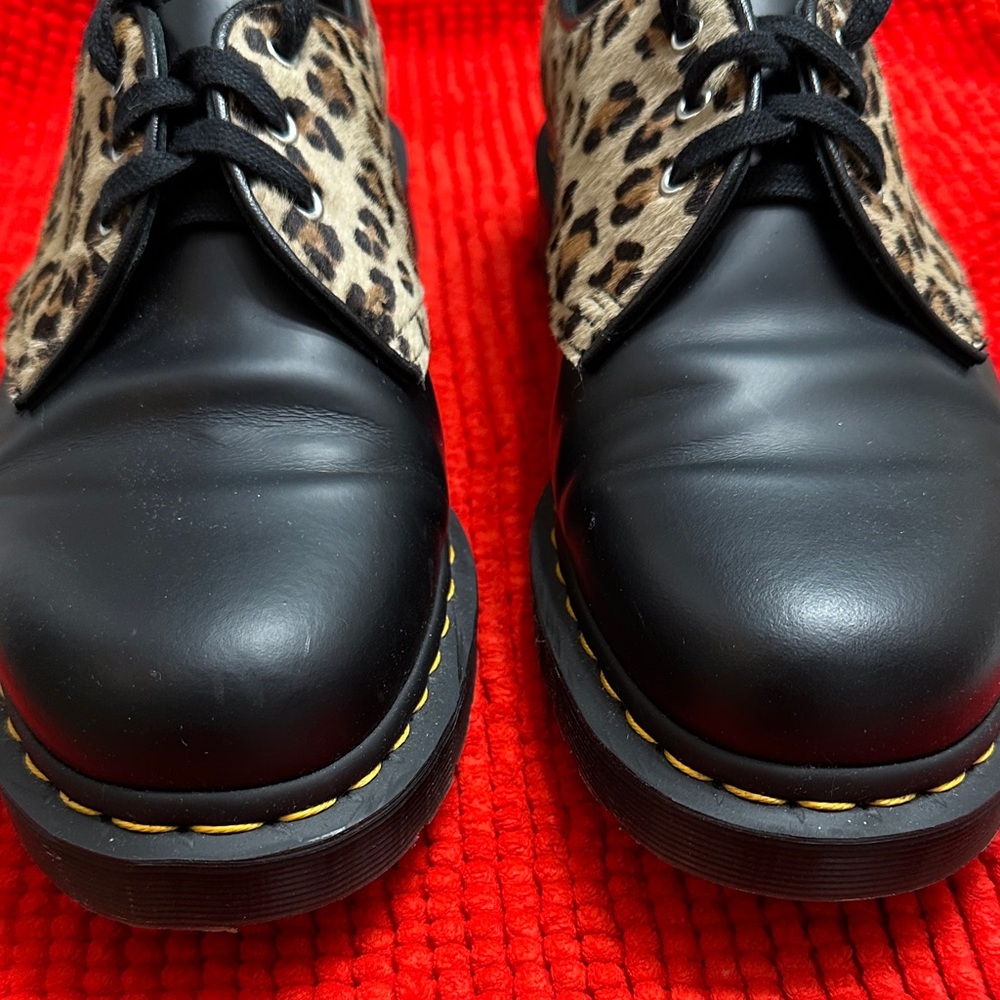 Dr. Martens Black and Leopard Print Shoes - Picture 2 of 8